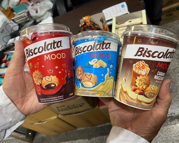 بیسکویت مغزدار در بستهبندی لیوانی از برند Biscolata (ترکیه)