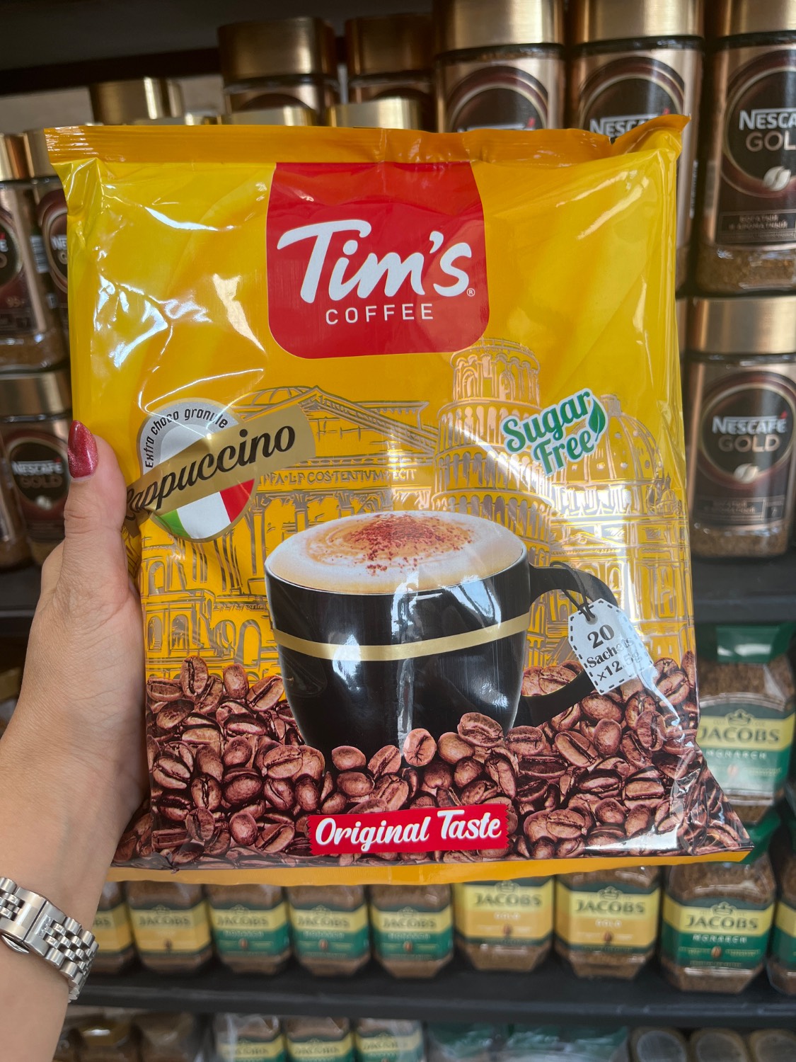 کاپوچینو فوری تیمز Tim’s Coffee بدون شکر – ۲۰ ساشه ۱۲.۵ گرمی