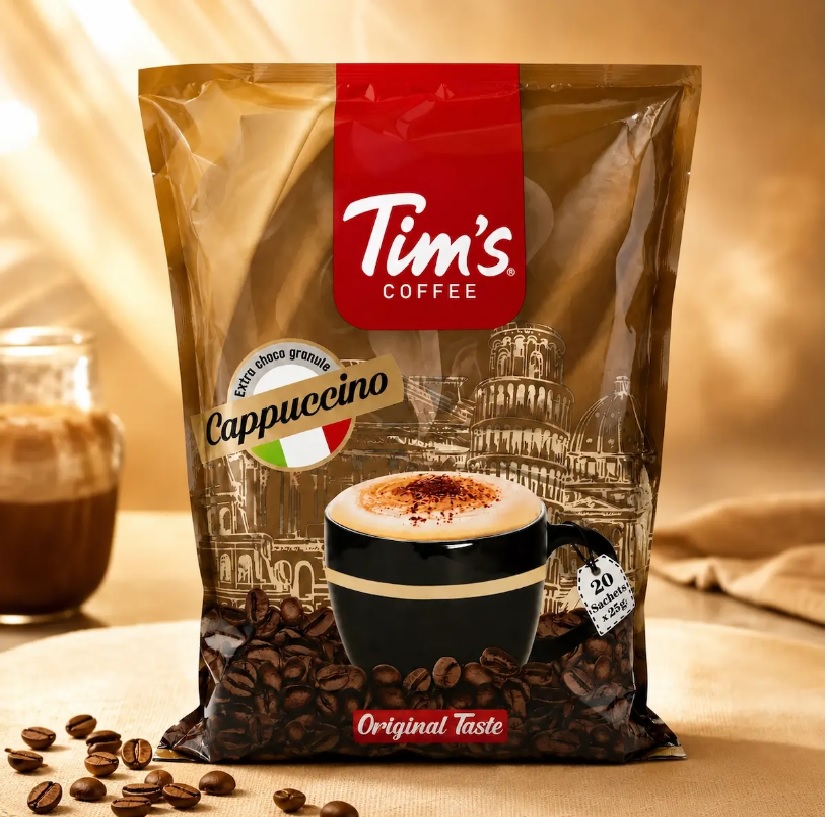 کاپوچینو فوری تیمز Tim’s Coffee با گرانول شکلات – ۲۰ ساشه