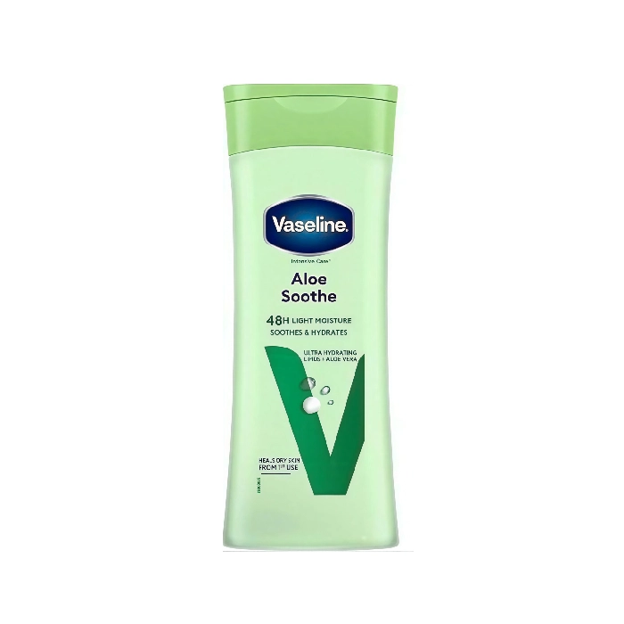 لوسیون بدن وازلین مدل Aloe Soothe مناسب برای پوست خشک (بدون آب) 400 میلی لیتر