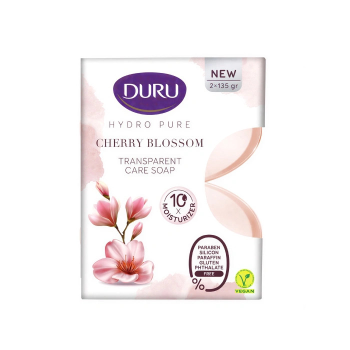 صابون شستشو و آبرسان دورو مدل Hydro Pure با عصاره شکوفه گیلاس، نرمکننده و پاککننده ملایم پوست (بسته 2 عددی) وزن 270 گرم