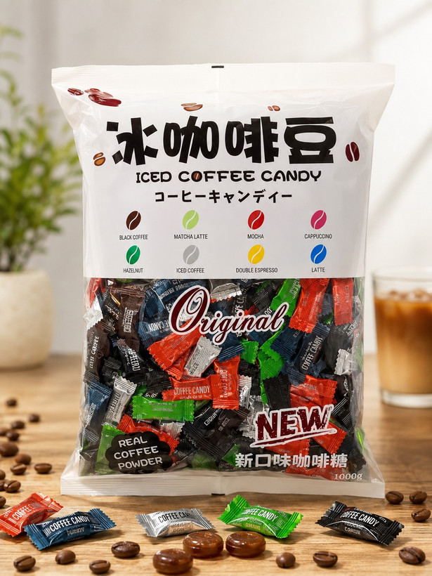 آبنبات قهوهای مخلوط (Iced Coffee Candy) با وزن 1000 گرم (1 کیلوگرم)
