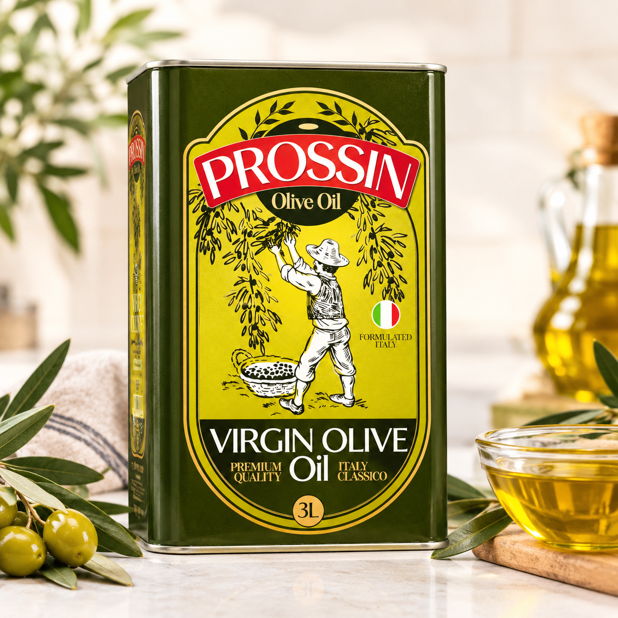 روغن زیتون ویرجین پروسین Prossin مدل Classico – حجم ۳ لیتر