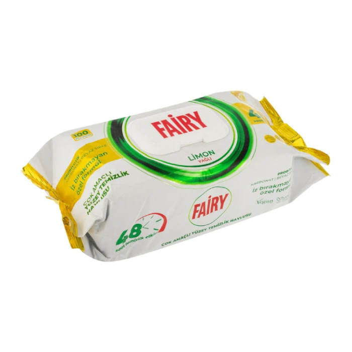 دستمال مرطوب تمیز کننده سطوح فیری مدل Limon بسته 100 عددی