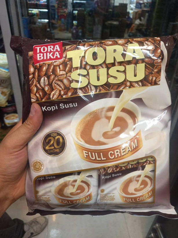 قهوه فوری شیر قهوه تورابیکا Tora Bika Tora Susu مدل Full Cream – بسته 20 عددی