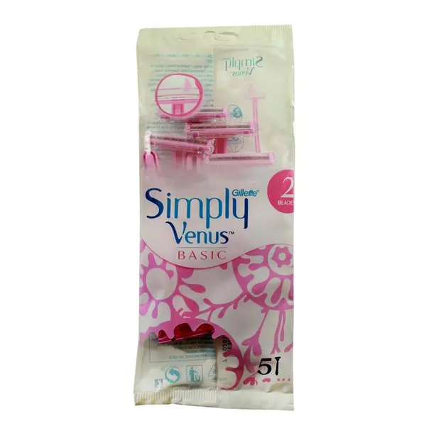تیغ خودتراش ژیلت مدل SIMPLY Venus basic با دو تیغه بسته 5 عددی